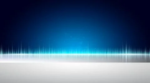 Modern blue and white tech environment with lights on the horizon for product 스톡 일러스트