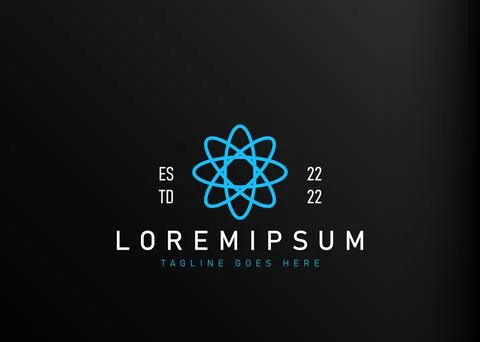 Modern blue atom logo design. Vector illustration of modern abstract oval ato Illustration