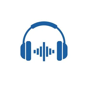 Modern Blue Audio Headset Icon for Music and Sound Concept Vector Stock Illustration