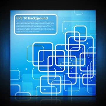 Modern blue background with rectangles and small shiny stars. Stock Illustration