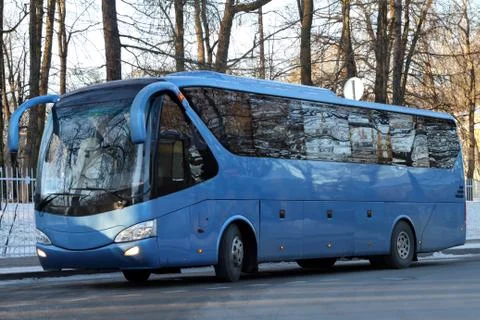 Modern blue bus. Stock Photos