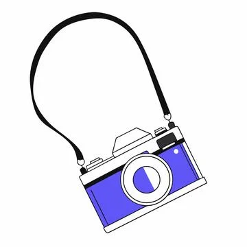 Modern blue camera with strap on a sleek vector illustration of a digital ca Stock Illustration