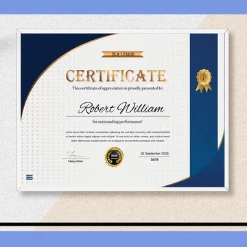 Modern blue certificate design Stock Illustration