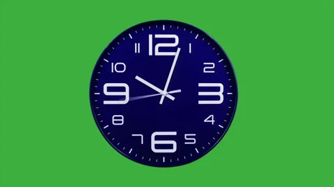 Modern blue clock face moving fast forward timelapse green screen chroma key Stock Footage 127372596