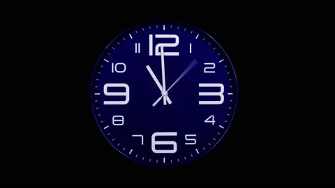 Modern blue clock face moving fast forward Video stock 127372793