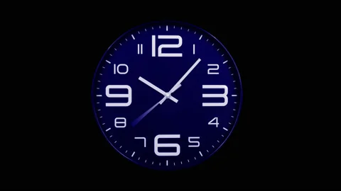 Modern blue clock face moving fast forward Video stock 127372866