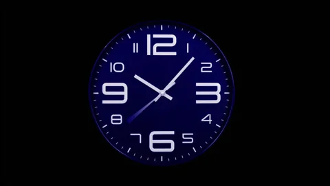 Modern blue clock face moving fast forward time lapse Stock Footage 127387301