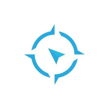 Modern blue compass with arrow logo design vector graphic symbol icon sign .. Stock Illustration