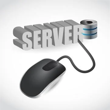 Modern blue computer mouse connected to the blue word server illustration des Stock Illustration