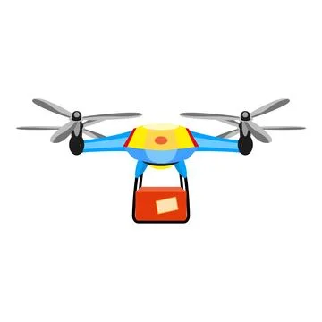 Modern blue drone delivering package using innovative technology Stock Illustration
