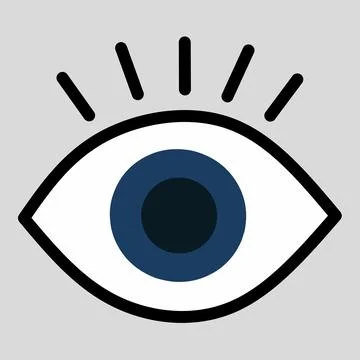 Modern Blue Eye Icon Vector Illustration with Eyelashes, Minimalist Human Sense  Stock-Illustration