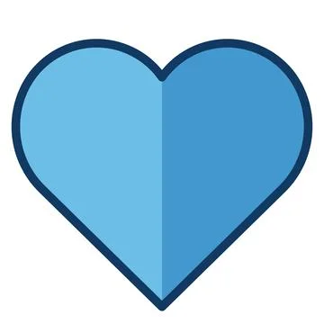 Modern blue flat heart shape icon with thick outline on white. Stock Illustration
