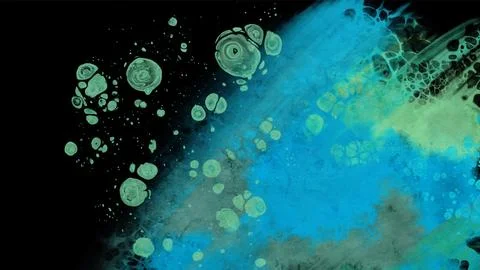 Modern blue flow background on black. Liquid shape in color banner. Illustrazione stock