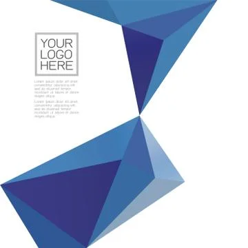 Modern blue geometric triangles background on white space for text. Stock Illustration