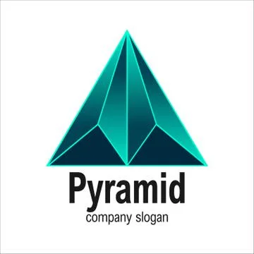 Modern Blue Gradient 3d Arrow Geometric Polygon Triangle Pyramid Logo Symbol Illustrazione stock