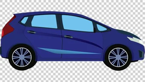 Modern Blue Hatchback Car Illustration - Side Profile Flat Design Stock Illustration