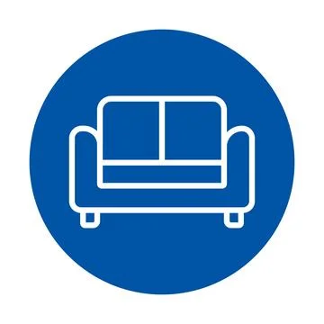 Modern Blue Icon of a Sofa for Interior Design and Home Decor Projects Stock Illustration