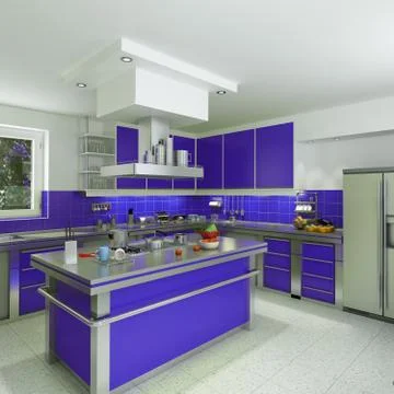 Modern blue kitchen Stock Illustration