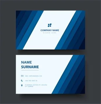 Modern blue lines double sided business card template Stock Illustration