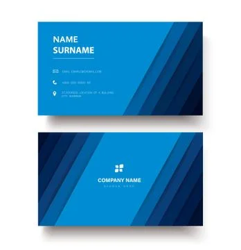 Modern blue lines double sided business card template Stock Illustration