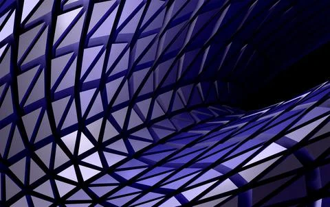 Modern Blue Low Poly Geometric Surface with Abstract 3D Architectural Design イラスト素材