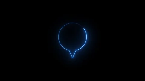 Modern blue neon circular chat bubble animation - abstract futuristic round. Video stock 339702463