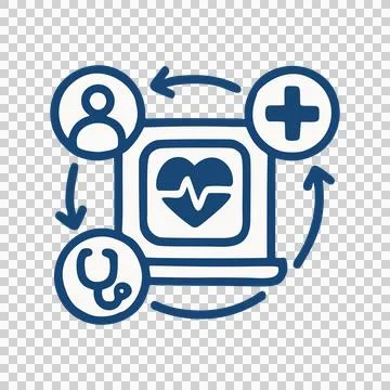 Modern Blue Outline Icon Representing Digital Health Technology and Patient Care Stockillustratie