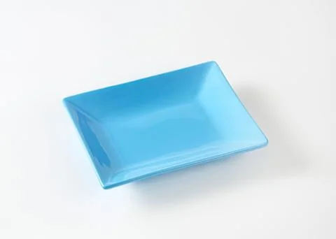 Modern blue plastic rectangular dish Stock Photos