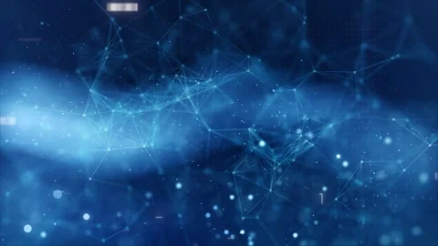 Modern Blue Plexus Network Connections With Digital Glitch Screen Effect Stock Footage 297299387
