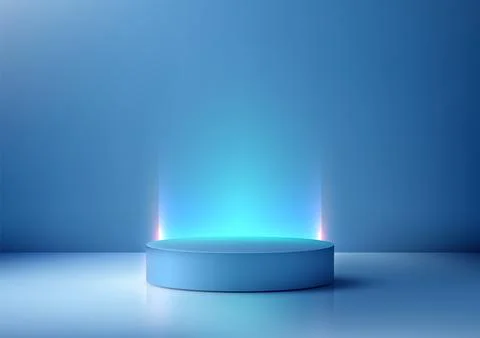 Modern blue podium platform 3d mockup technology display showcase with ligh.. Stock Illustration