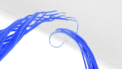 Modern blue rope, string, wave particle or curve line fastening or strapping Stock Footage 125013289