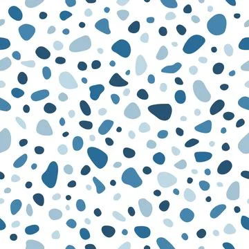 Modern blue seamless terrazzo pattern texture with abstract stone shapes on.. 库存插图