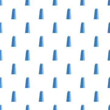 Modern blue skyscraper building seamless pattern repeating Stock Illustration