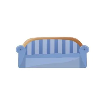 Modern blue sofa with arched back template Stock Illustration