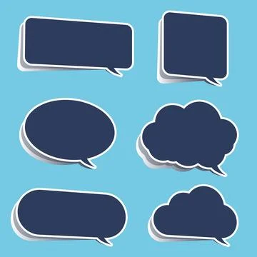 Modern blue speech bubble set with shadow Stock Illustration