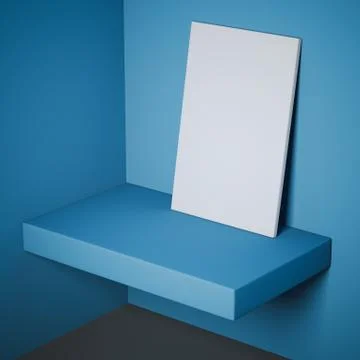 Modern blue studio with blank poster. 3d rendering 스톡 일러스트