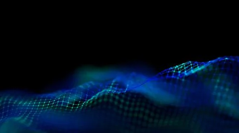 Modern blue technology wave. Led soft focus background. Neon light big data. Stock Illustration