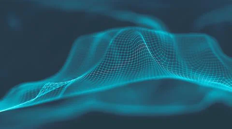 Modern blue technology wave. Led soft focus background. Neon light big data. Stock Illustration
