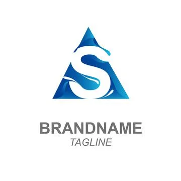 Modern Blue Triangle Logo Design with S Letter for Branding Stock Illustration