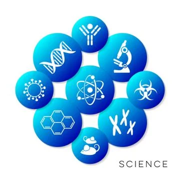Modern blue vector science buttons Иллюстрация