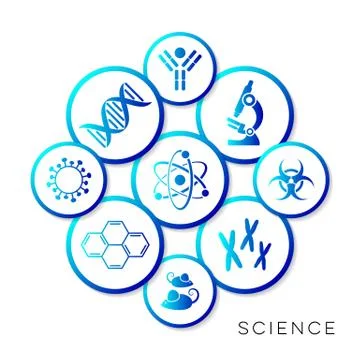 Modern blue vector science infographic buttons Stock-Illustration