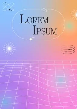 Modern blurred gradient poster in trendy 90s, 00s psychedelic style with geom Stock Illustration
