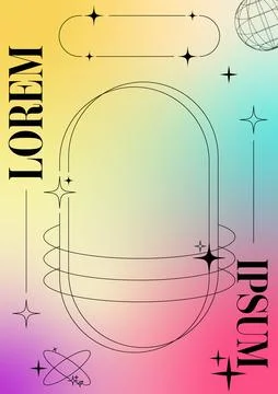 Modern blurred gradient poster in trendy 90s, 00s psychedelic style with geom Stock Illustration