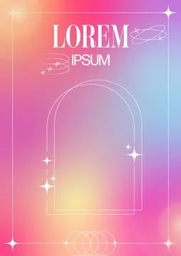 Modern blurred gradient poster in trendy 90s, 00s psychedelic style with ge.. Stock Illustration