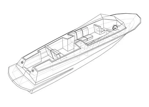 Modern boat with seats. Vector Stock Illustration