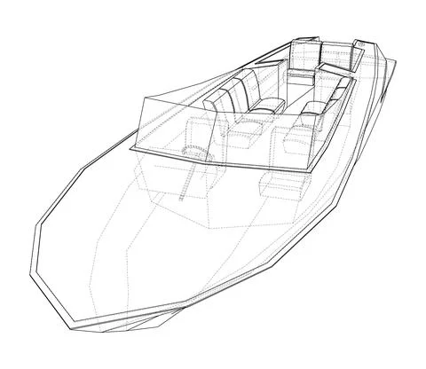 Modern boat with seats. Vector Stock Illustration