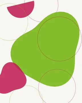 Modern Boho Abstract Background with Green and Pink Organic Shapes and Circ.. Stockillustratie