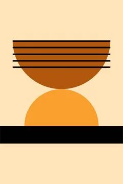 Modern boho linear geometric shapes wall art decor background Stock Illustration