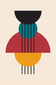 Modern boho linear geometric shapes wall art decor background Illustrazione stock