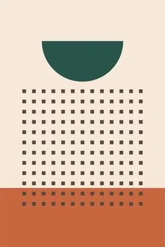 Modern boho linear geometric shapes wall art decor background Stock Illustration